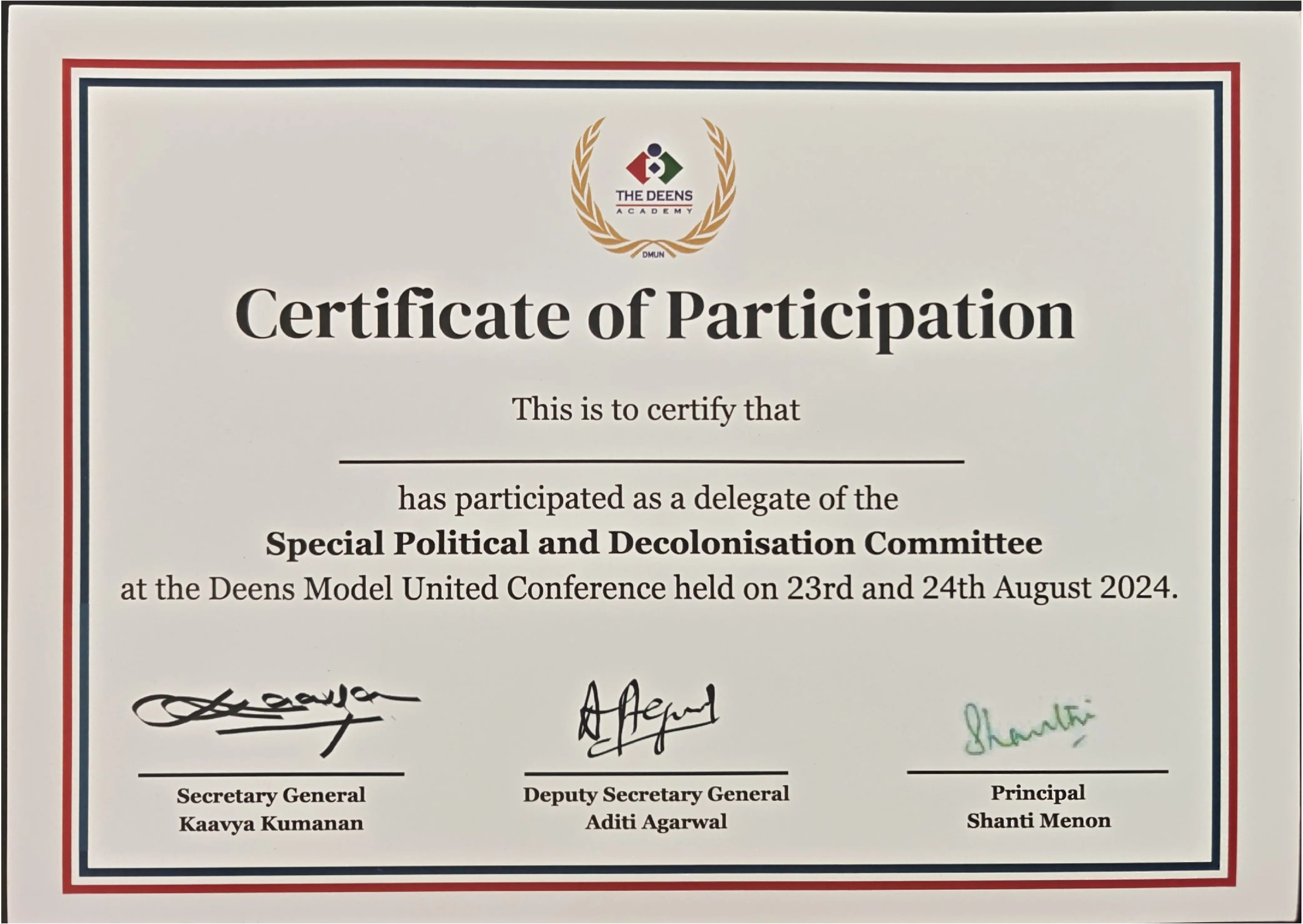 Deens Academy Model United Nations (Grade 7 - 2024/25)